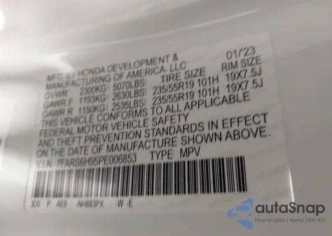 2023 Honda Cr-V Hybrid Sport Touring from USA, damaged, VIN 7FARS6H95PE006853
